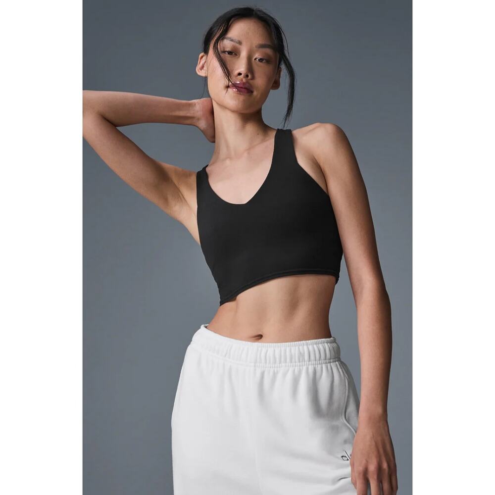 NWT Alo Yoga Airbrush Black Real Bra Tank Yoga Workout Gym Athleisure Size XS - Picture 3 of 4